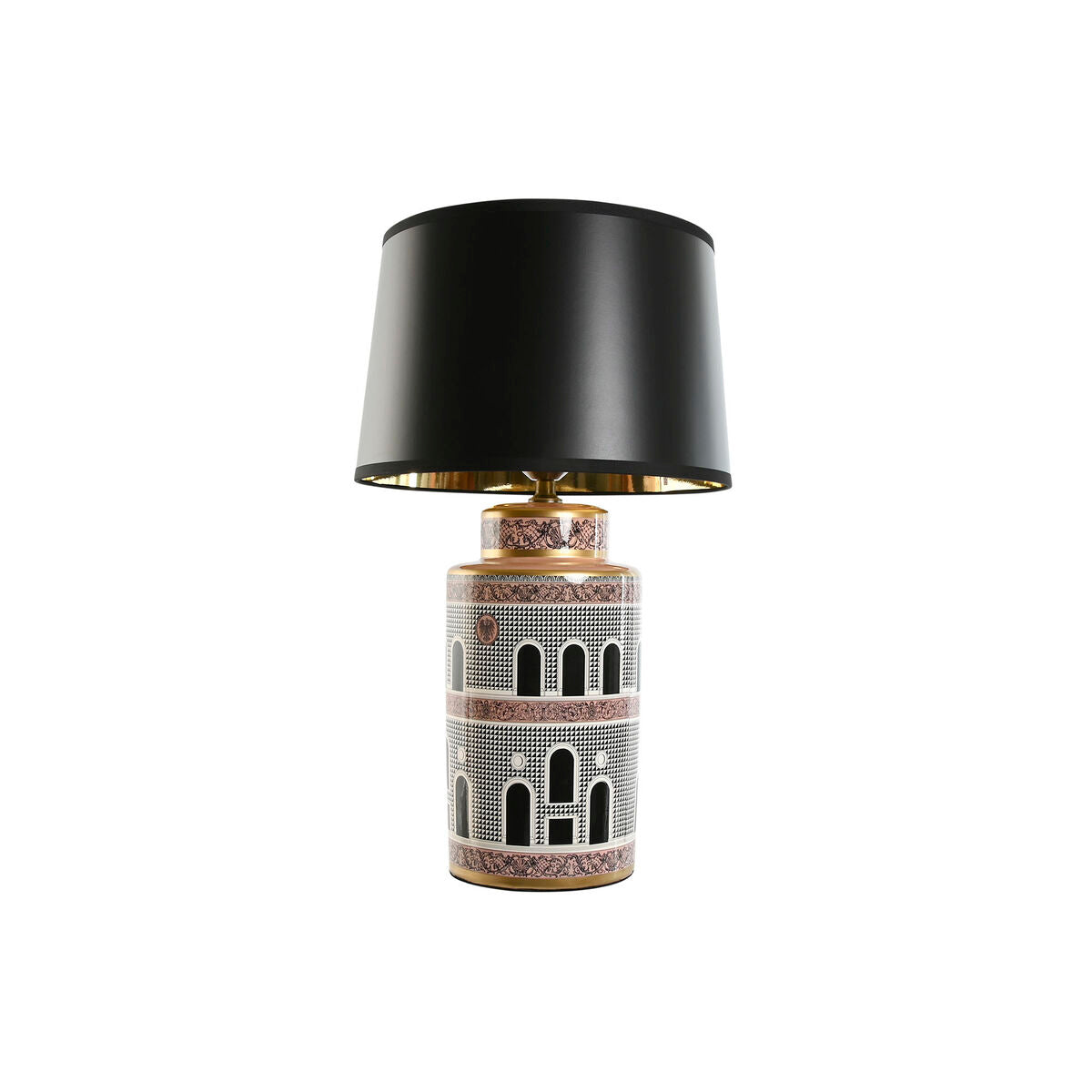 Bordslampa Home ESPRIT Vit Svart Gyllene Persika Porslin 40 x 40 x 67 cm finns hos Nordekko