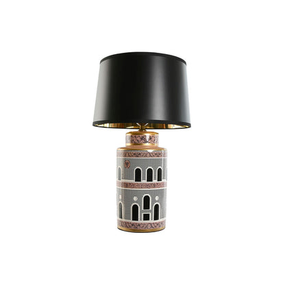 Bordslampa Home ESPRIT Vit Svart Gyllene Persika Porslin 40 x 40 x 67 cm finns hos Nordekko