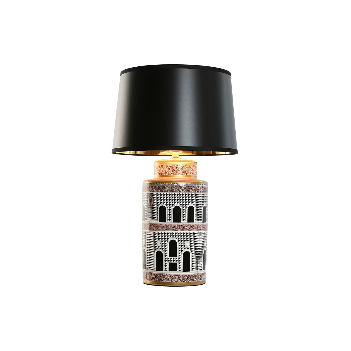Bordslampa Home ESPRIT Vit Svart Gyllene Persika Porslin 40 x 40 x 67 cm finns hos Nordekko