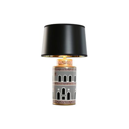 Bordslampa Home ESPRIT Vit Svart Gyllene Persika Porslin 40 x 40 x 67 cm finns hos Nordekko