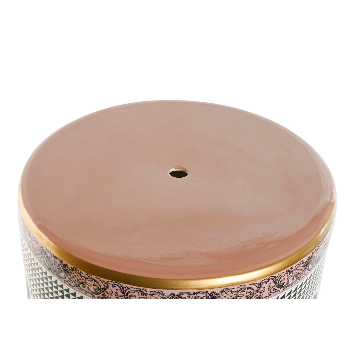 Sidobord Home ESPRIT Vit Svart Gyllene Persika Porslin 33 x 33 x 42 cm finns hos Nordekko