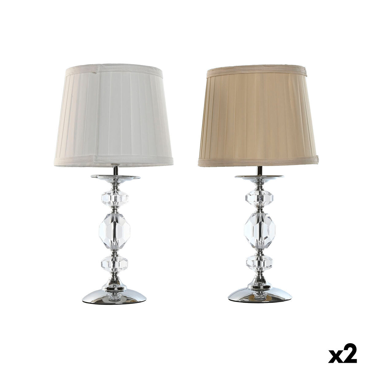 Bordslampa Home ESPRIT Vit Beige Metall 25 W 220 V 22 x 22 x 45 cm (2 antal) finns hos Nordekko