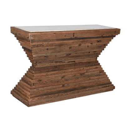 Konsol Home ESPRIT Gul Vit Brun Marmor Återvunnet Trä 138 x 45 x 87 cm finns hos Nordekko