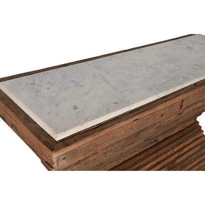 Konsol Home ESPRIT Gul Vit Brun Marmor Återvunnet Trä 138 x 45 x 87 cm finns hos Nordekko