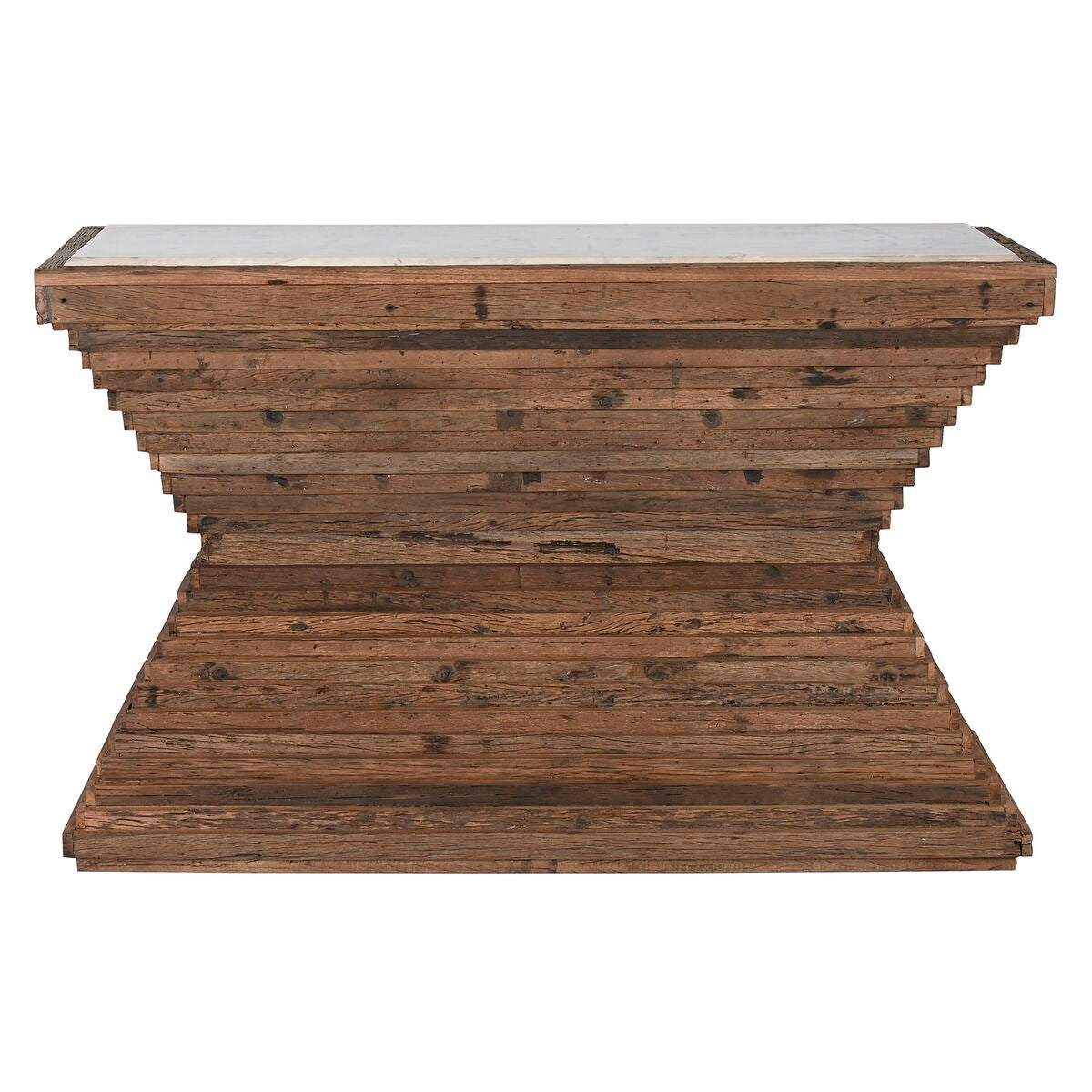 Konsol Home ESPRIT Gul Vit Brun Marmor Återvunnet Trä 138 x 45 x 87 cm finns hos Nordekko