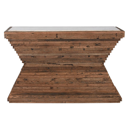 Konsol Home ESPRIT Gul Vit Brun Marmor Återvunnet Trä 138 x 45 x 87 cm finns hos Nordekko