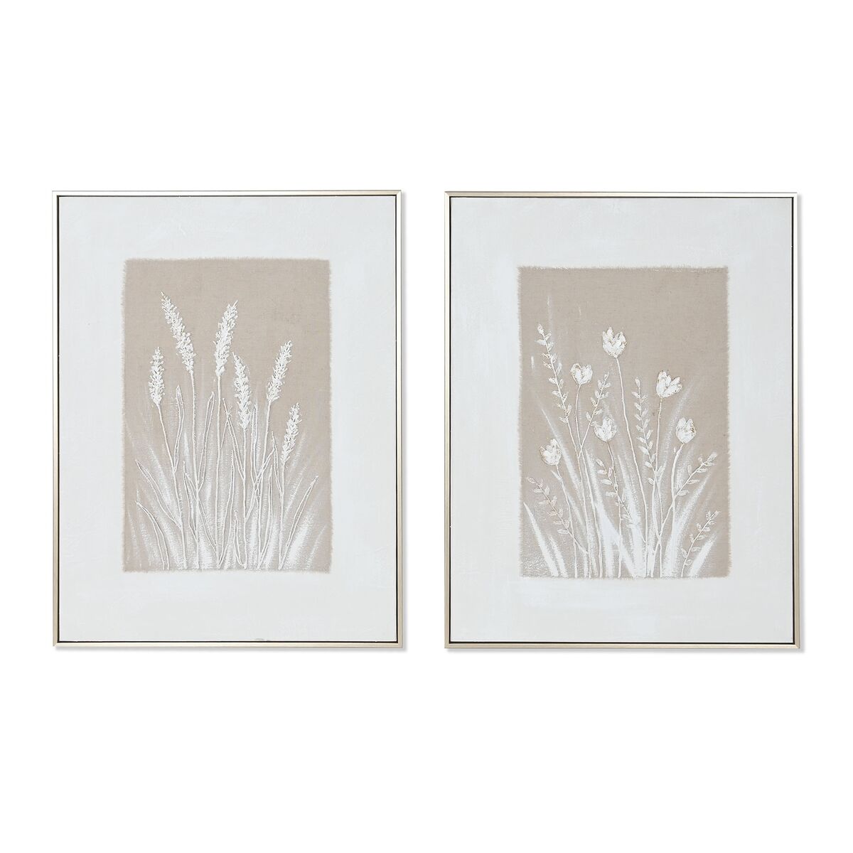 Kanvas Home ESPRIT Vit Beige Virágok Skandinavisk 62 x 4,5 x 82 cm (2 antal) finns hos Nordekko