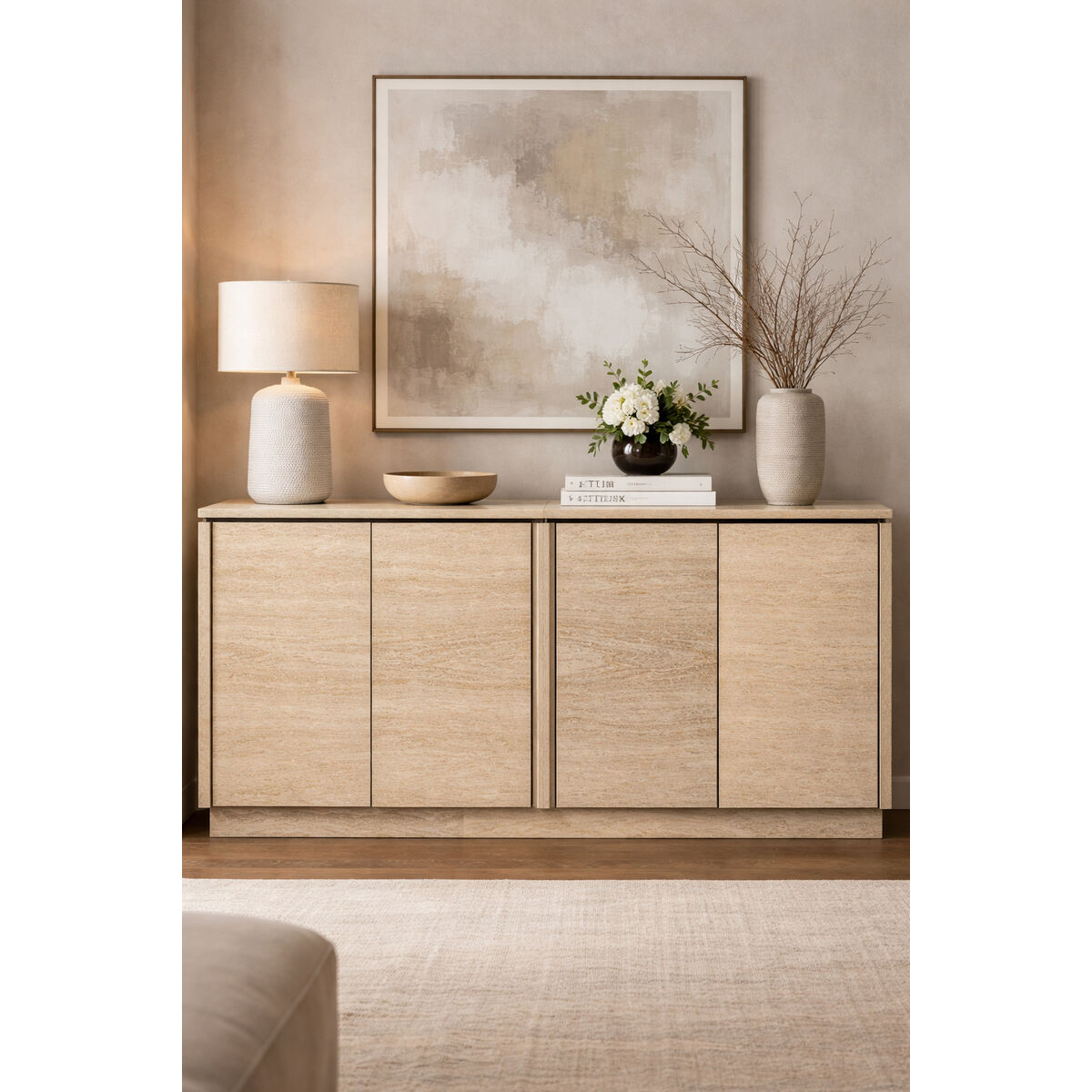 Skänk Home ESPRIT Naturell Trä Marmor 180 x 40 x 85 cm finns hos Nordekko