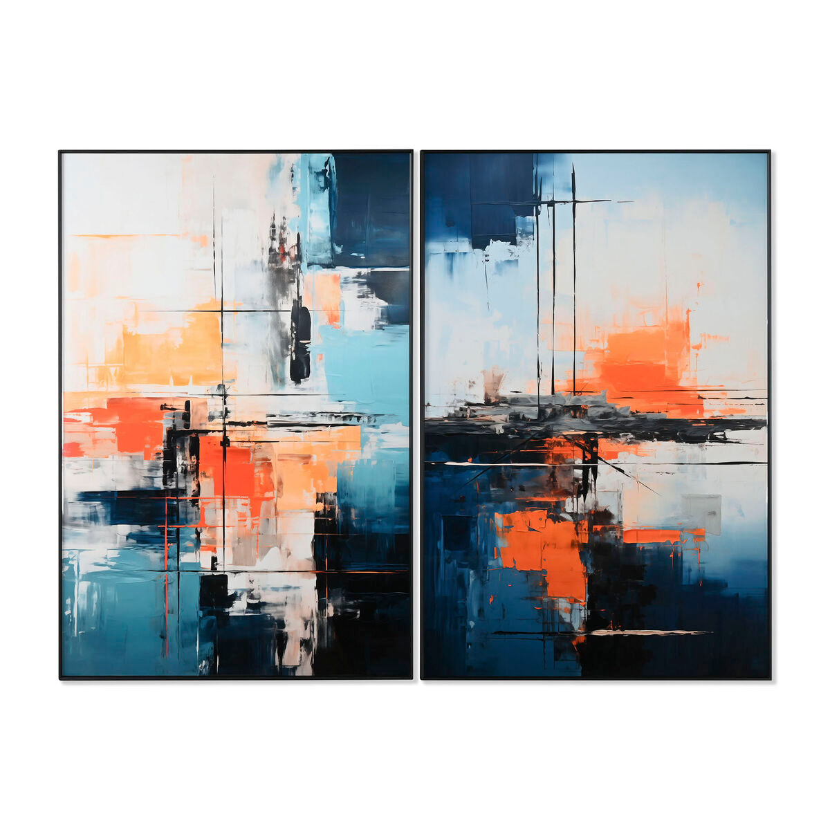 Tavla Home ESPRIT Blå Vit Abstrakt Urban 80 x 3,5 x 120 cm (2 antal) finns hos Nordekko
