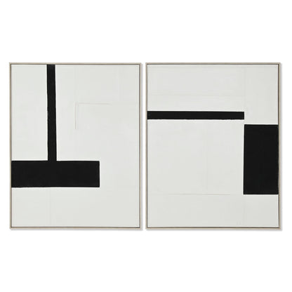 Tavla Home ESPRIT Vit Svart Abstrakt Modern 82 x 3,8 x 102 cm (2 antal) finns hos Nordekko