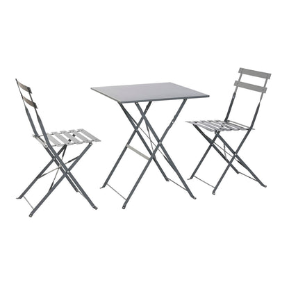 Bordsgrupp med 2 stolar Home ESPRIT Grå 60 x 60 x 71 cm finns hos Nordekko
