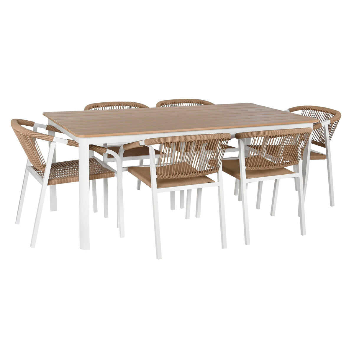 Bordsgrupp med 6 stolar Home ESPRIT Vit Naturell 180 x 90 x 75 cm finns hos Nordekko