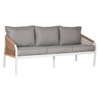 Set med bord och 3 fåtöljer Home ESPRIT Vit Naturell Ljusgrå 189 x 73 x 84 cm finns hos Nordekko