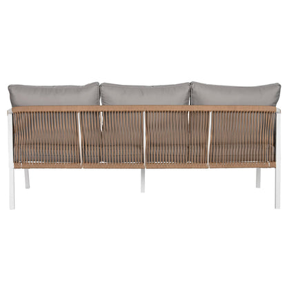 Set med bord och 3 fåtöljer Home ESPRIT Vit Naturell Ljusgrå 189 x 73 x 84 cm finns hos Nordekko