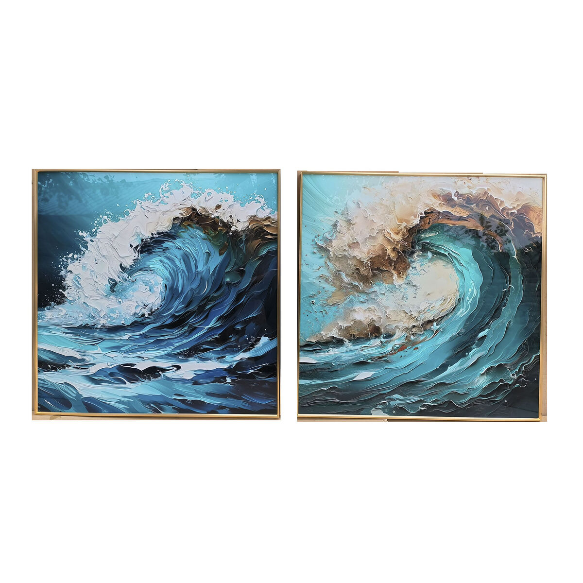 Tavla Home ESPRIT Blå Vit Brun Hav och ocean 80 x 3,5 x 80 cm (2 antal) finns hos Nordekko