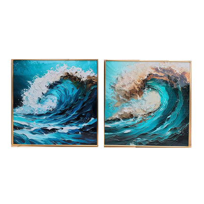 Tavla Home ESPRIT Blå Vit Brun Hav och ocean 80 x 3,5 x 80 cm (2 antal) finns hos Nordekko