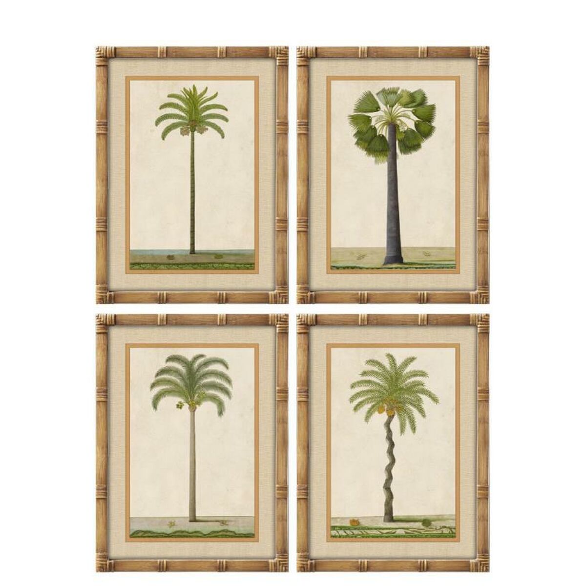 Tavla Home ESPRIT Grön Naturell Palmer Tropiskt 45 x 2,5 x 60 cm (4 antal) finns hos Nordekko