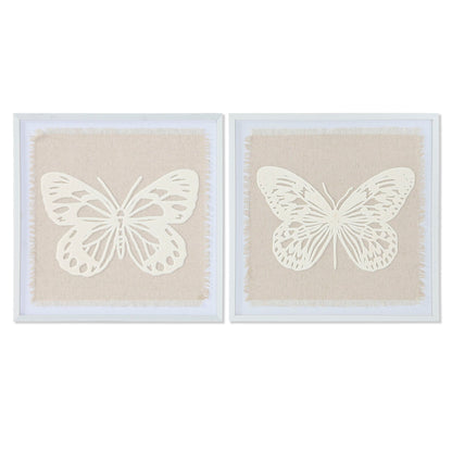 Tavla Home ESPRIT Vit Beige Fjäril Shabby Chic 40 x 2,2 x 40 cm (2 antal) finns hos Nordekko