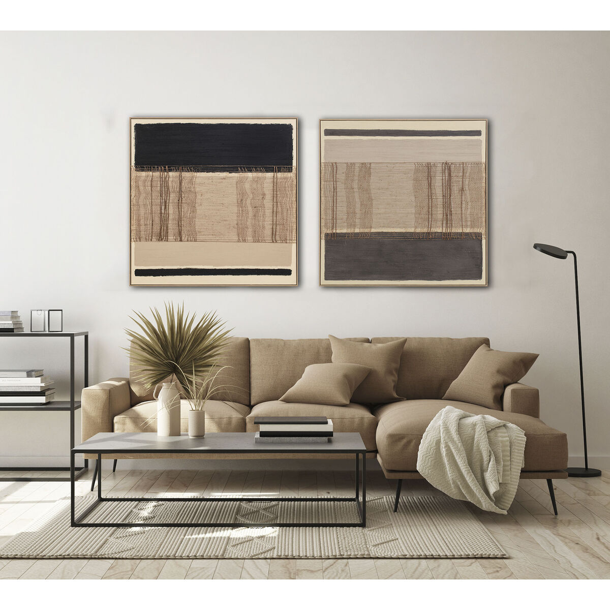 Tavla Home ESPRIT Brun Svart Abstrakt Urban 102 x 4,5 x 102 cm (2 antal) finns hos Nordekko