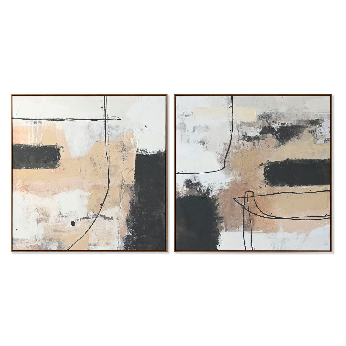 Tavla Home ESPRIT Svart Gyllene Abstrakt Urban 100 x 4 x 100 cm (2 antal) finns hos Nordekko