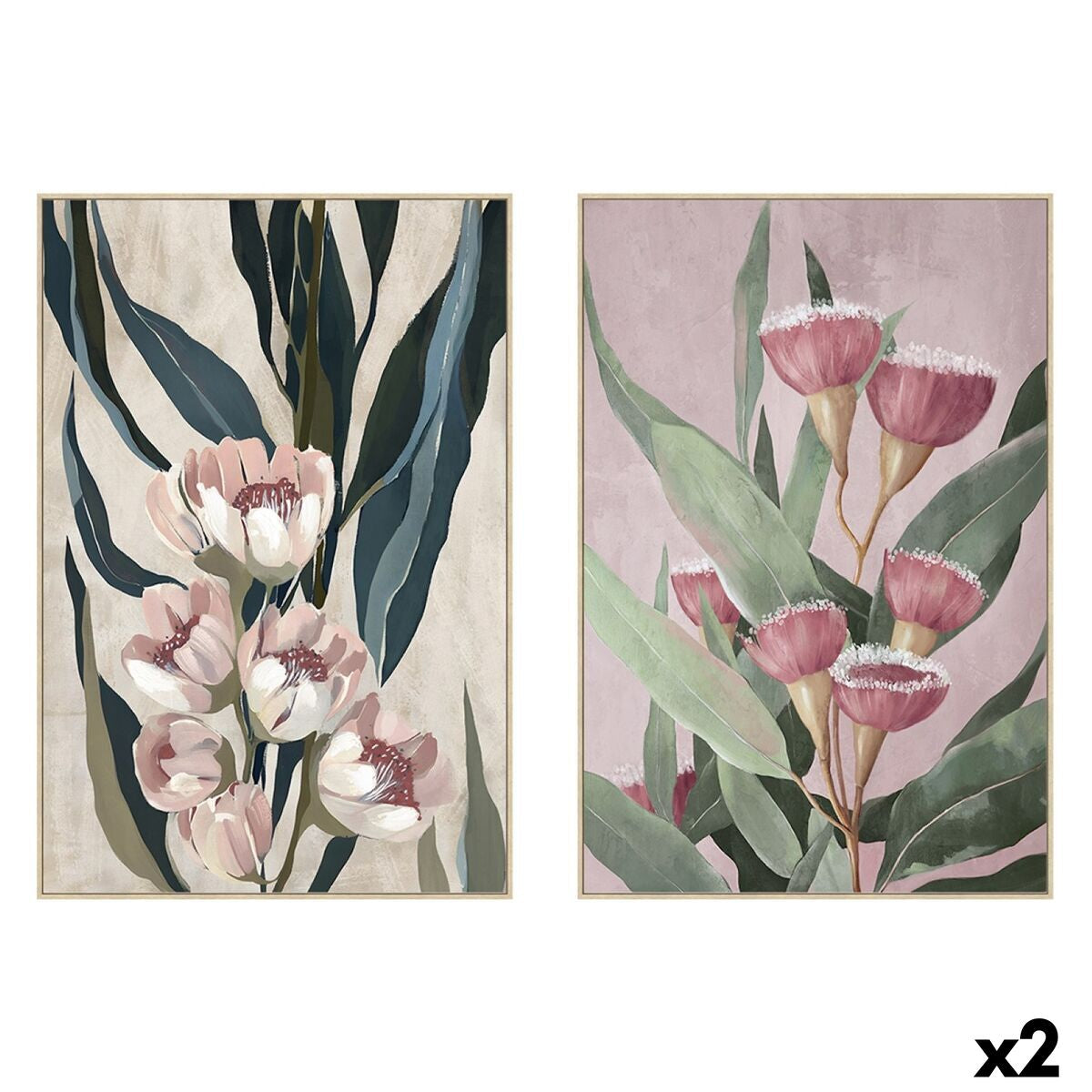 Kanvas Home ESPRIT Grön Rosa Virágok Modern (2 antal) finns hos Nordekko