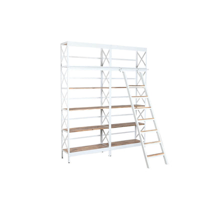 Bokhylla Home ESPRIT Vit Naturell Metall Mangoträ 180 x 35 x 220 cm finns hos Nordekko