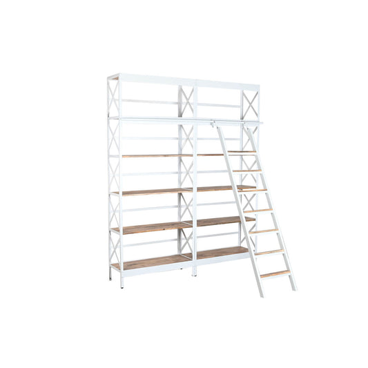 Bokhylla Home ESPRIT Vit Naturell Metall Mangoträ 180 x 35 x 220 cm finns hos Nordekko