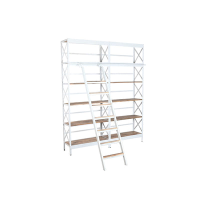 Bokhylla Home ESPRIT Vit Naturell Metall Mangoträ 180 x 35 x 220 cm finns hos Nordekko