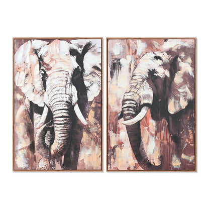 Tavla Home ESPRIT Brun Grå Elefant Kolonial 60 x 3,5 x 90 cm (2 antal) finns hos Nordekko