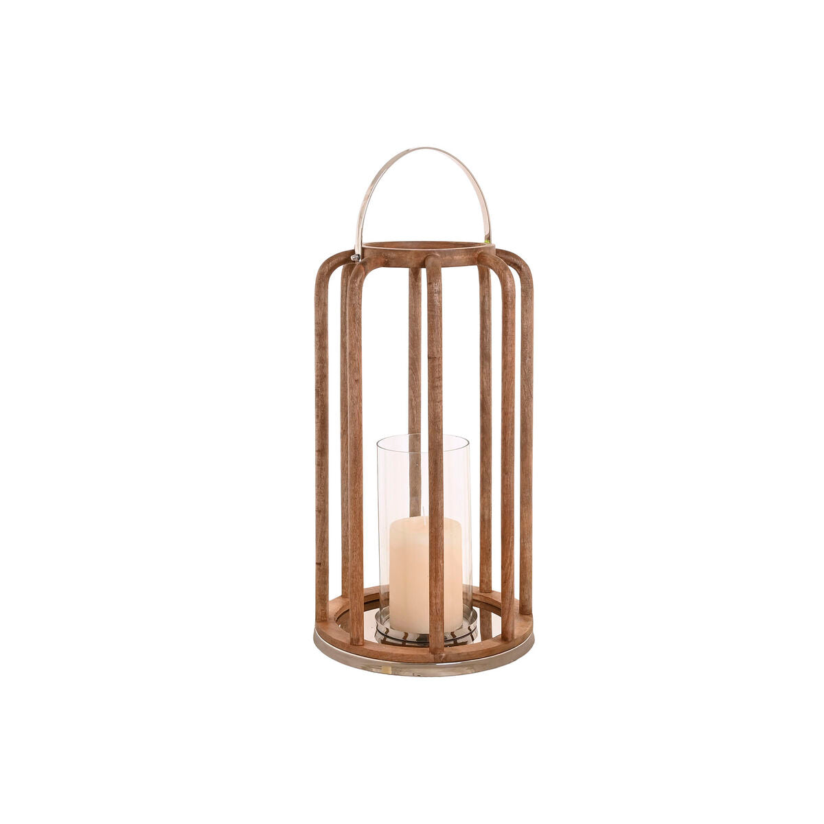 Ljusstakar Home ESPRIT Brun Silvrig Glas Mangoträ 30 x 30 x 53 cm finns hos Nordekko
