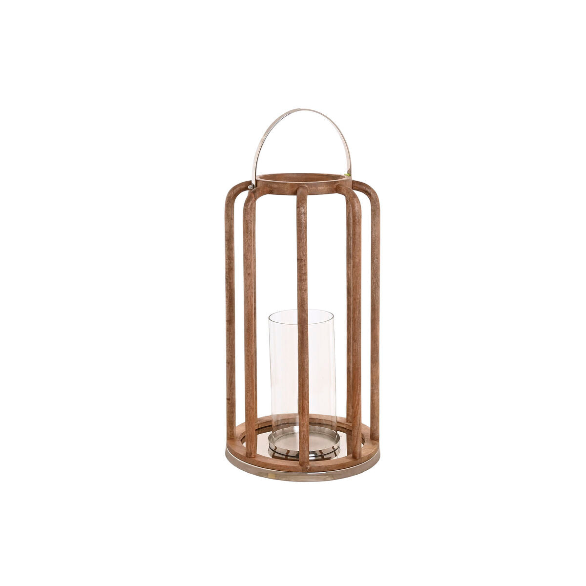 Ljusstakar Home ESPRIT Brun Silvrig Glas Mangoträ 30 x 30 x 53 cm finns hos Nordekko