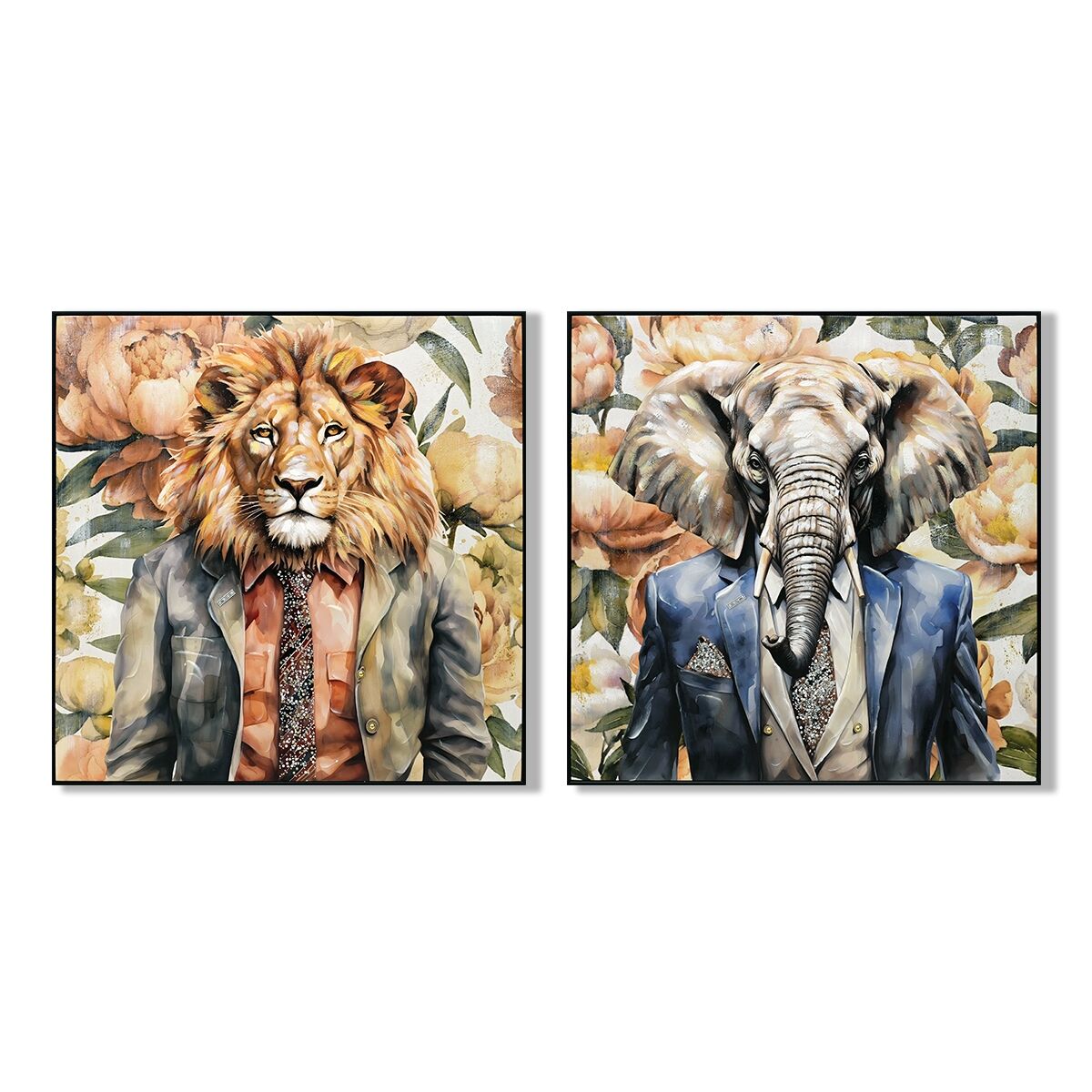 Kanvas Home ESPRIT Elefant Lejonet Modern 102 X 4 X 102 CM (2 antal) finns hos Nordekko