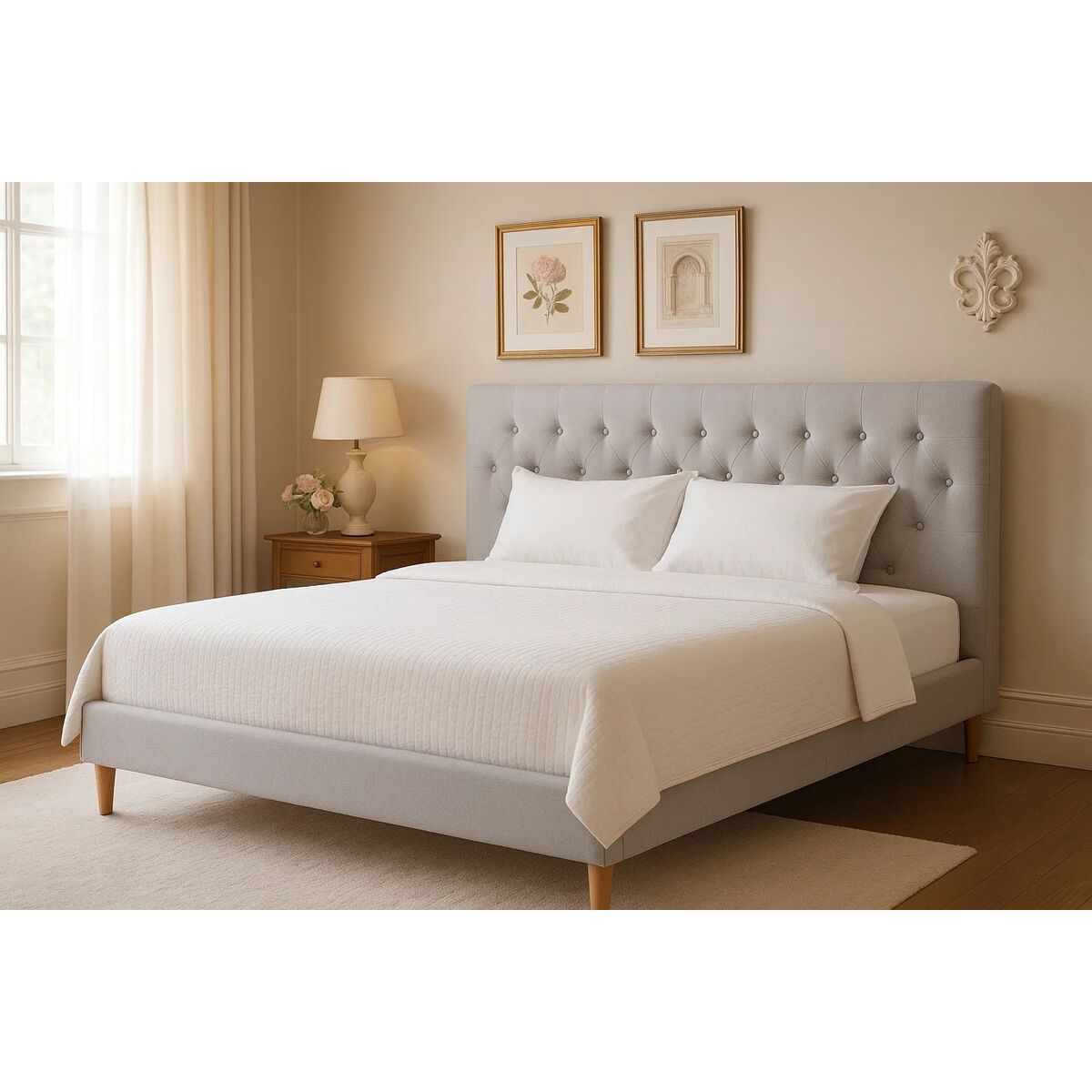 Säng Home ESPRIT Beige 170 X 219 X 104 CM finns hos Nordekko