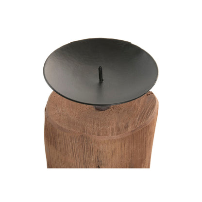 Set med ljusstakar Home ESPRIT Brun Svart Naturell Järn teakträ 8 x 8 x 30 cm (3 antal) finns hos Nordekko