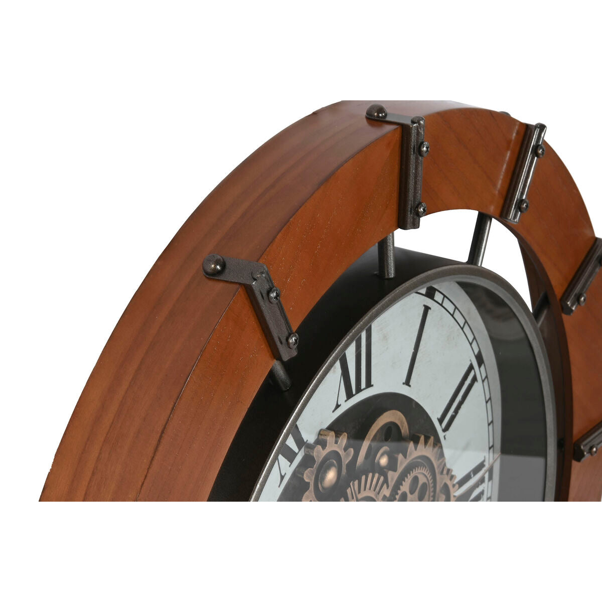 Väggklocka Home ESPRIT Vit Naturell Metall furuträ Vintage 86 X 9,5 X 86 CM finns hos Nordekko