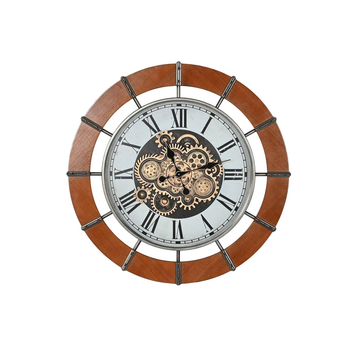 Väggklocka Home ESPRIT Vit Naturell Metall furuträ Vintage 86 X 9,5 X 86 CM finns hos Nordekko
