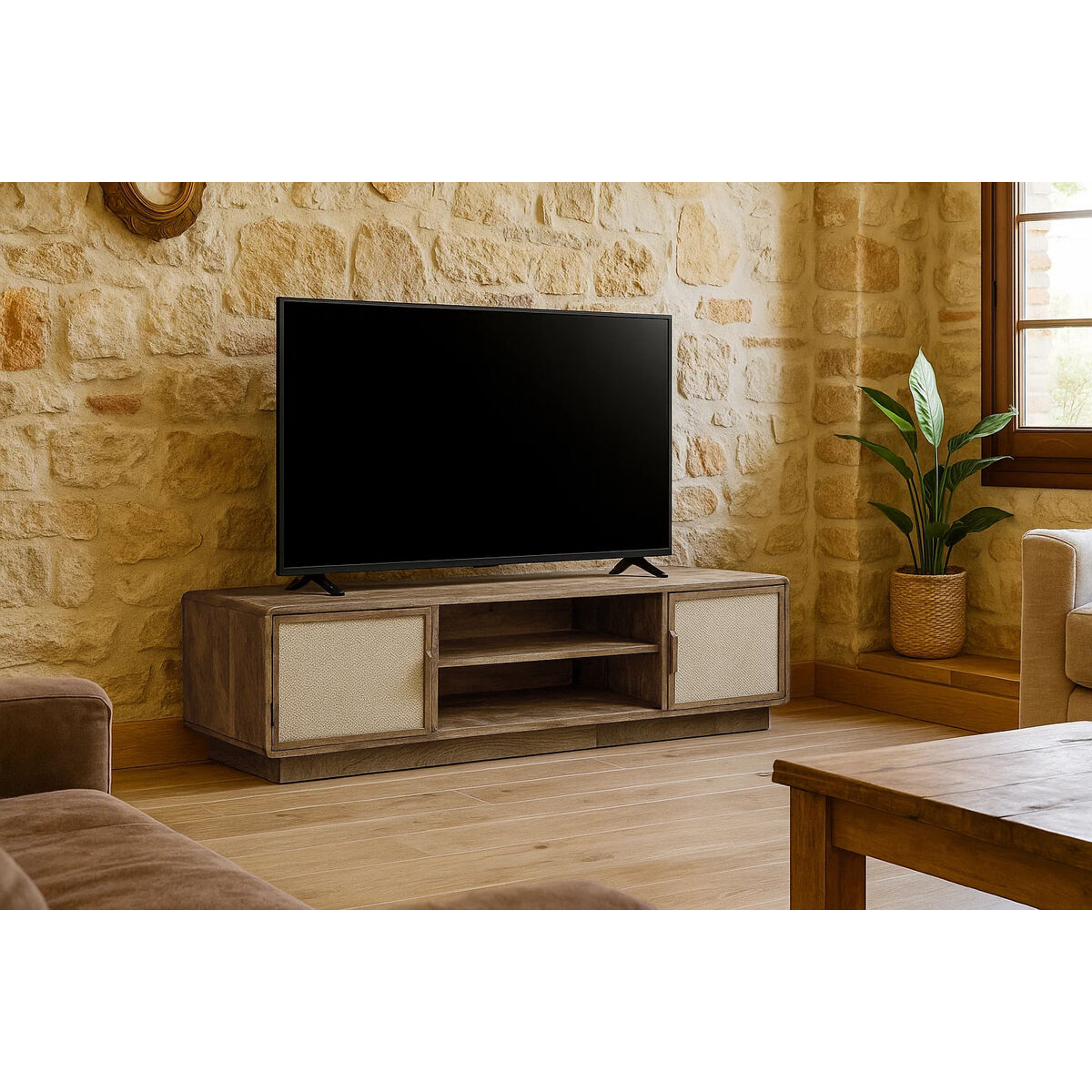 TV-möbler Home ESPRIT Brun Beige 160 X 47 X 50 CM finns hos Nordekko