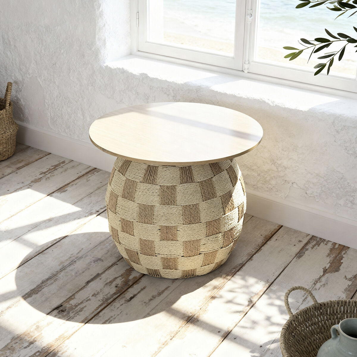Sidobord Home ESPRIT Naturell 60 x 60 x 48 cm finns hos Nordekko