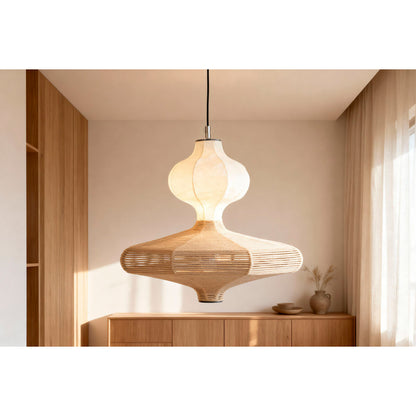 Taklampa Home ESPRIT Vit Naturell Papper Stål 50 X 50 X 40,6 CM finns hos Nordekko