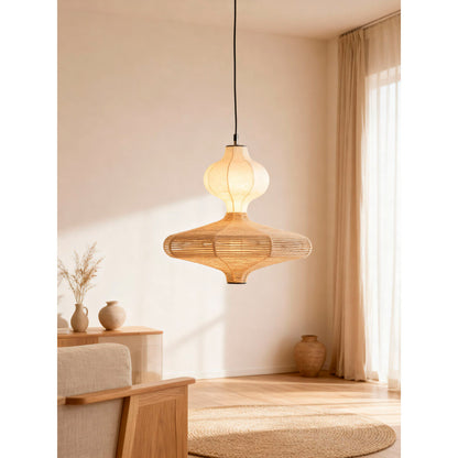 Taklampa Home ESPRIT Vit Naturell Papper Stål 50 X 50 X 40,6 CM finns hos Nordekko