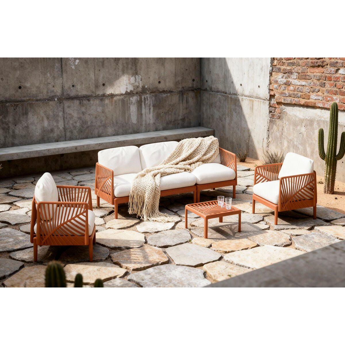 Trädgårdssoffa Home ESPRIT Terrakota n 222 X 74 X 70 CM finns hos Nordekko