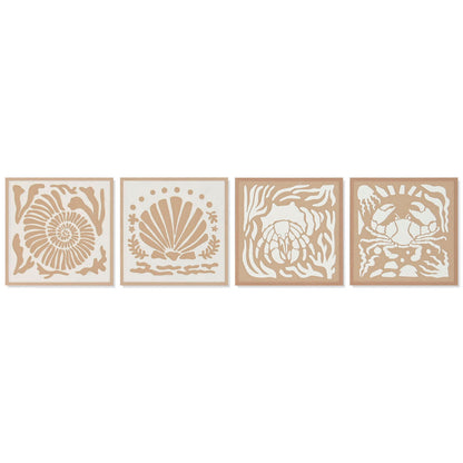 Tavla Home ESPRIT Vit Naturell Snäckor Medelhavs 50 x 3 x 50 cm (4 antal) finns hos Nordekko
