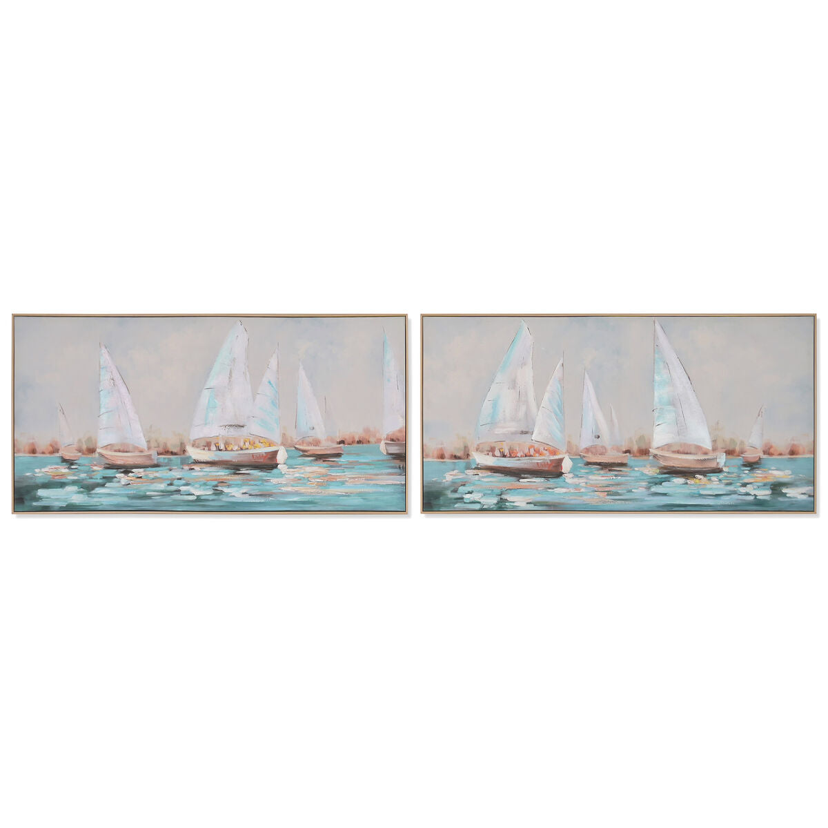 Tavla Home ESPRIT Vit Turkos Segelbåtar Medelhavs 120 x 3,8 x 60 cm (2 antal) finns hos Nordekko