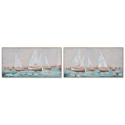 Tavla Home ESPRIT Vit Turkos Segelbåtar Medelhavs 120 x 3,8 x 60 cm (2 antal) finns hos Nordekko