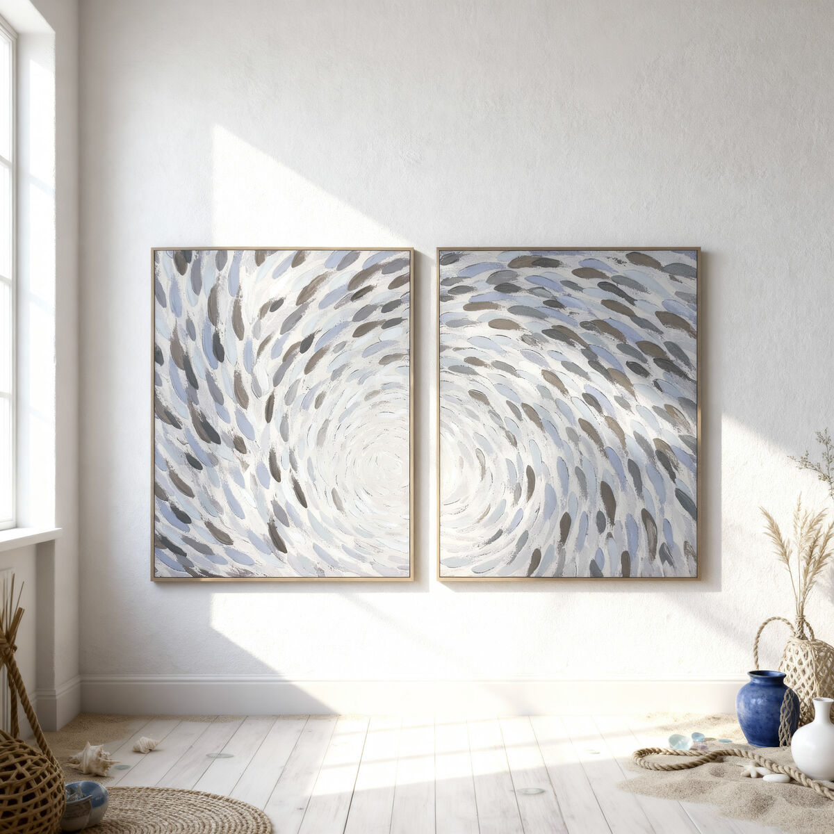 Tavla Home ESPRIT Blå Vit Spiraler 82,5 X 3 X 102,5 CM (2 antal) finns hos Nordekko