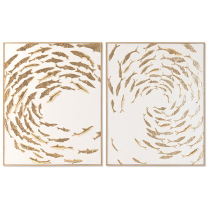 Tavla Home ESPRIT Vit Gyllene Spiraler Medelhavs 82,5 X 3 X 102,5 CM (2 antal) finns hos Nordekko