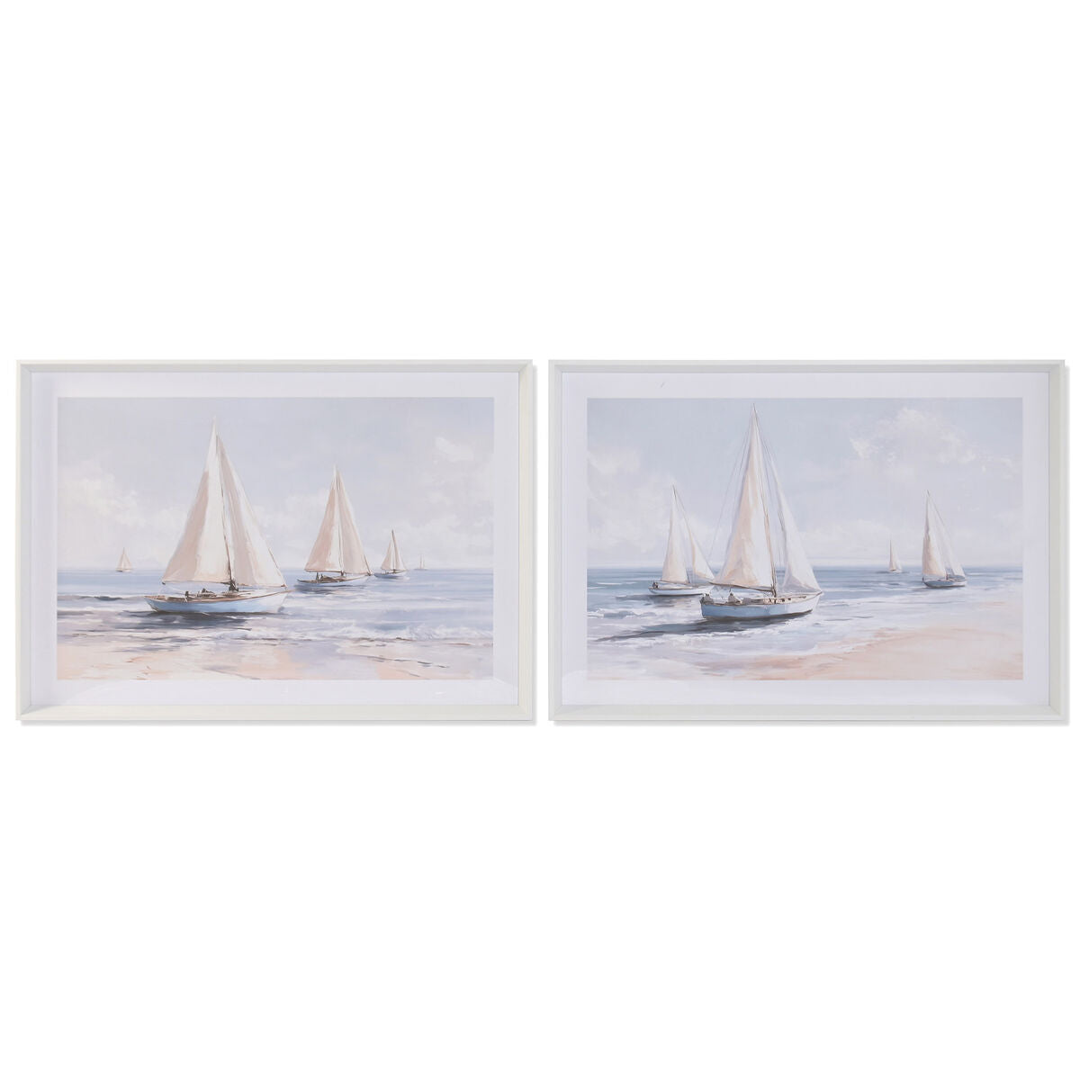 Tavla Home ESPRIT Blå Segelbåtar Medelhavs 100 x 2,5 x 70 cm (2 antal) finns hos Nordekko
