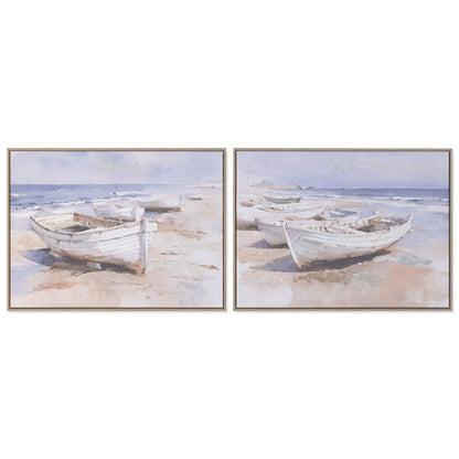 Tavla Home ESPRIT Vit Beige Båt Medelhavs Med relief 80 x 2,5 x 60 cm (2 antal) finns hos Nordekko