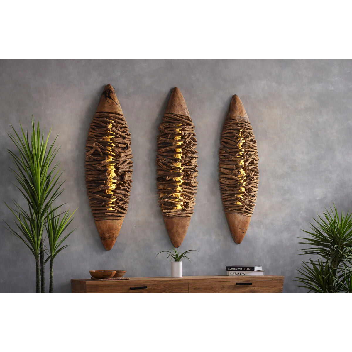 Vägglampa Home ESPRIT Brun Naturell 49 X 10 X 140 CM finns hos Nordekko