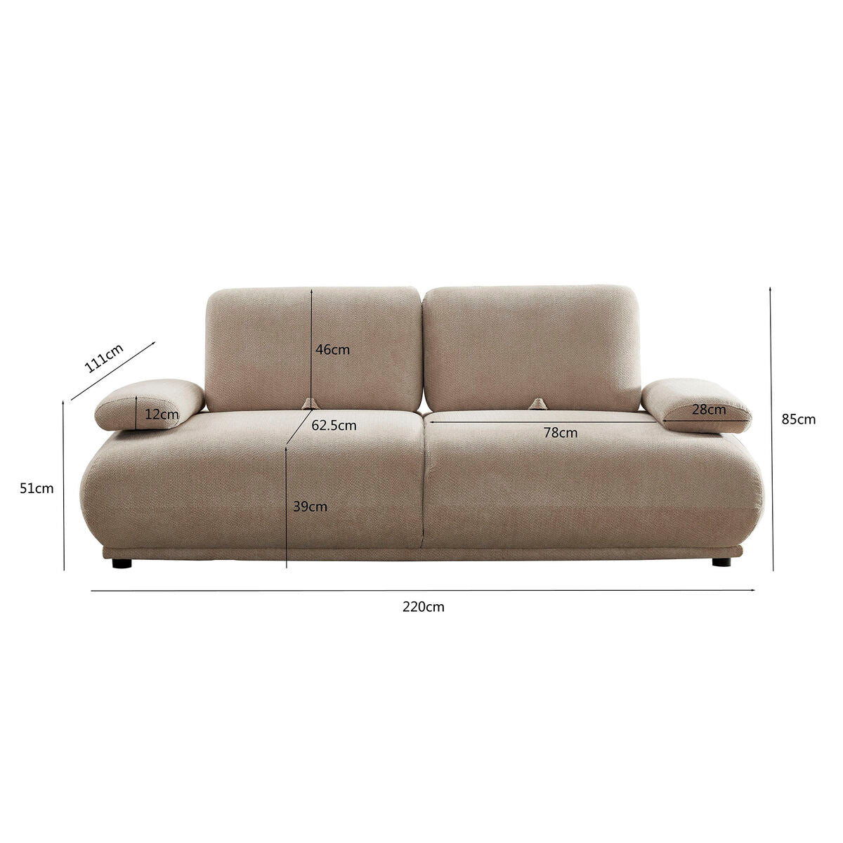Soffa Home ESPRIT Beige Urban 220 x 111 x 85 cm finns hos Nordekko